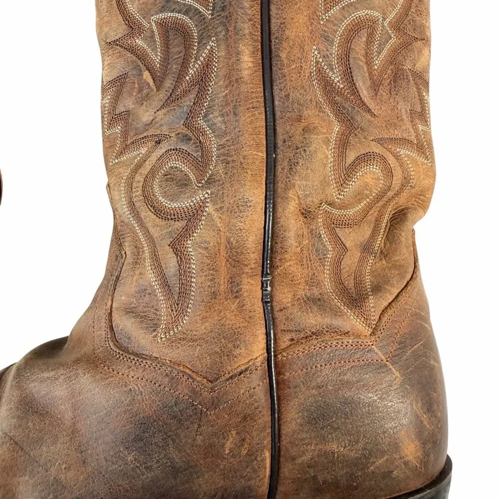 Dan Post Brown Distressed Leather Men 10 EW Extra Wide Cowboy Boot Renegade 2159
